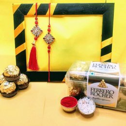 One Bhaiya Bhabhi Rakhi Set With Ferrero Rocher - USA Direct