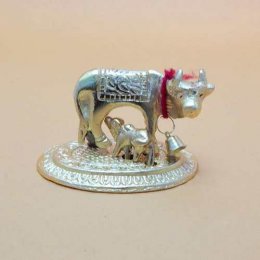 Small White Metal Cow - USA Delivery Only