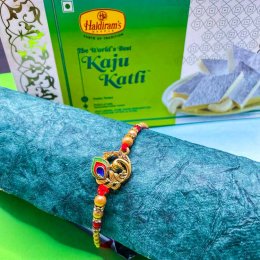 One Designer Rakhi With Kaju Katli - USA Delivery Direct