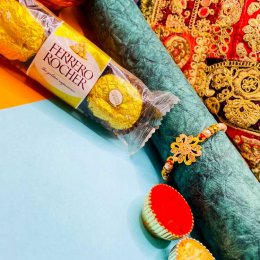 Ferrero Rocher With One Designer Rakhi - USA Delivery Direct