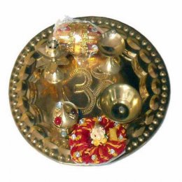 Designer Brass Puja Thali