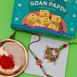 One Bhaiya Bhabhi Rakhi Set & Soan Papdi - Australia Delivery One Bhaiya Bhabhi Rakhi Set & Soan Papdi - Australia Delivery