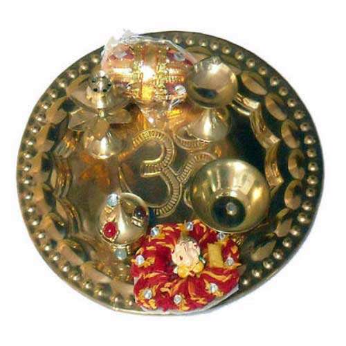 Designer Brass Puja Thali -Australia Delivery