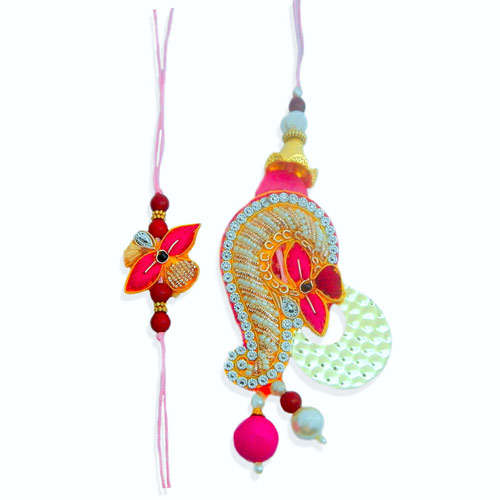 Moti Rakhi Lumba Set