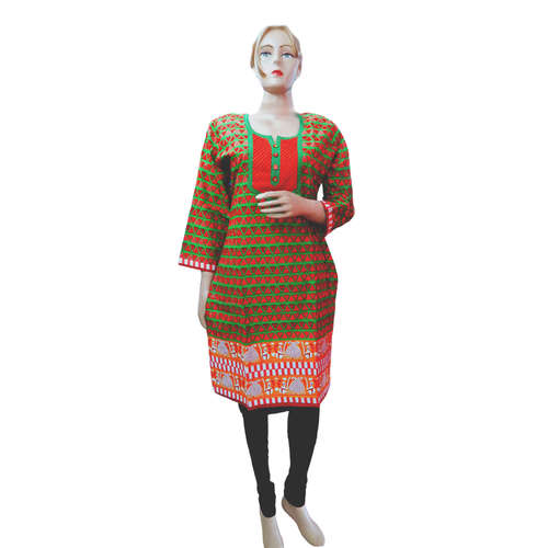 Round - Neck Cotton Kurti - 1