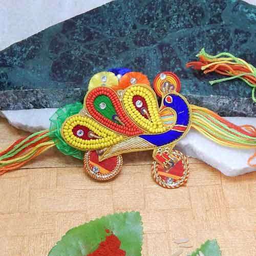 Radiant Peacock Rakhi - CANADA Delivery Only