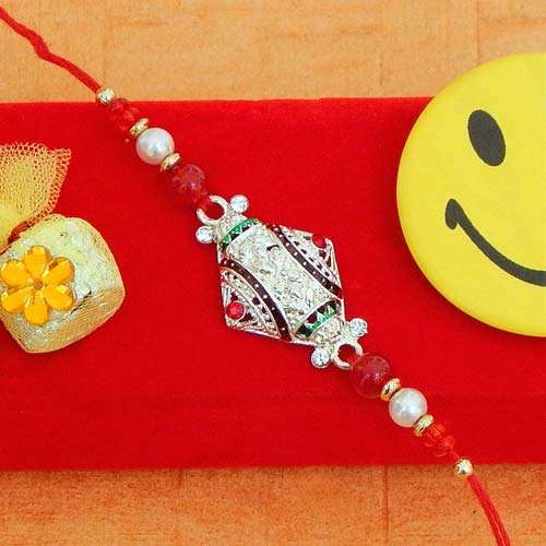 White Metal Diamond Rakhi