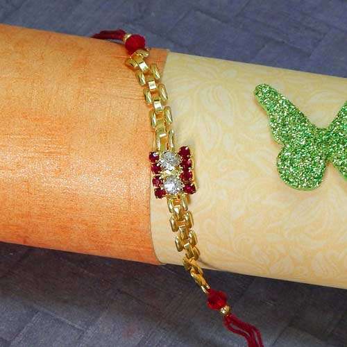 Artificial Diamond & Gold Rakhi