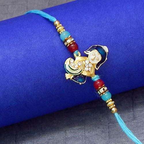 Lord Krishna Eating Laddoo Rakhi - CANADA Delivery Only