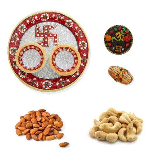 Swastik Marbel Thali WithDry Fruits 400 GMS. - USA Delivery