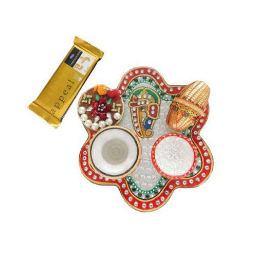 Ganesha Marble Puja Thali - 2 With Temptation Chocolate - AUSTRA