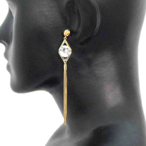 Golden Drop Earrings With A D Stones