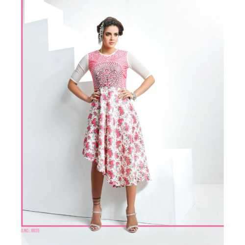 Superb Pink and White Designer Kurti