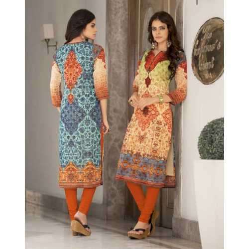 Charming Orange and Cream Designer Kurti