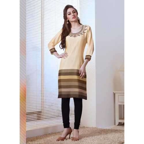 Beige Color with Embroidery Work Incredible Readymade Kurti