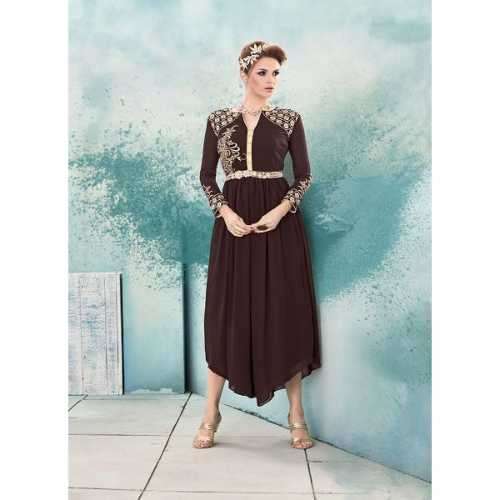 Incredible A-line Kurti in Brown Color