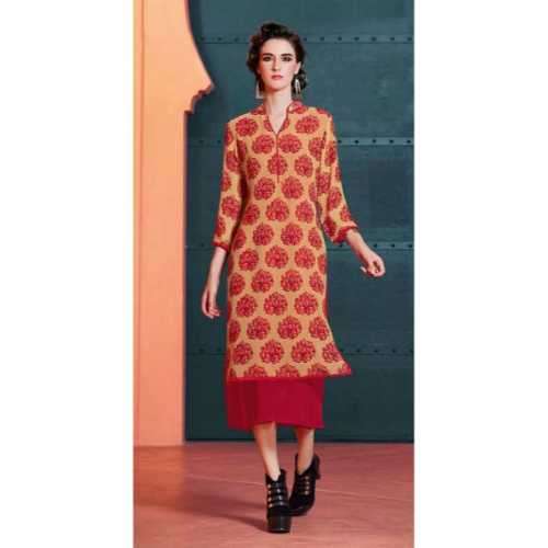Superb Beige and Red Designer Kurti