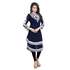 Navy Blue Embroidered Georgette Umbrella Style Kurti