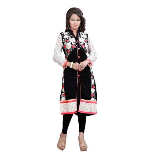 Black Georgette Embroidered Kurti