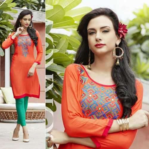 Charming Orange Designer Kurti