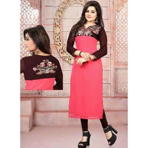 Pink Color with Embroidery Work Incredible Readymade Kurti