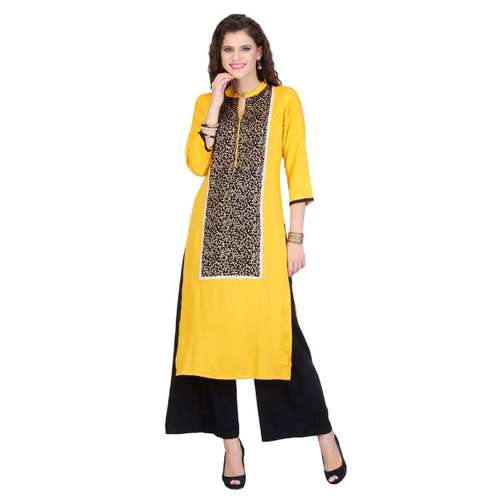 Attractive Yellow  and Black Designer Kurti