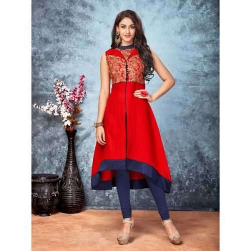Silk Fabric with Lace & Embroidery Work Incredible Kurti