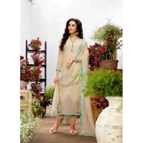 Remarkable Beige Semi Stitched Salwar Suit