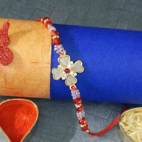 Floral Blue Rakhi Thread - CANADA Delivery Only