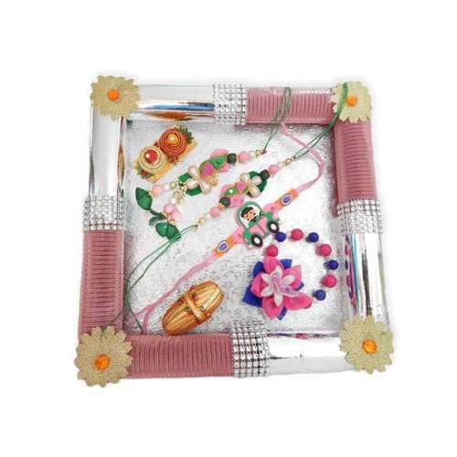 Square Fancy Rakhi Tray - 19 - AUSTRALIA Delivery Only