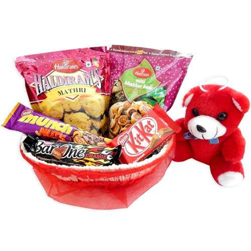Hamper With Teddy Bear & Basket -  02 - USA Delivery Only