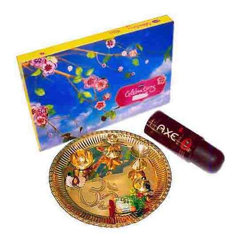 Brass Thali & Cadbury's Celebrations & Axe Deo - India Delivery