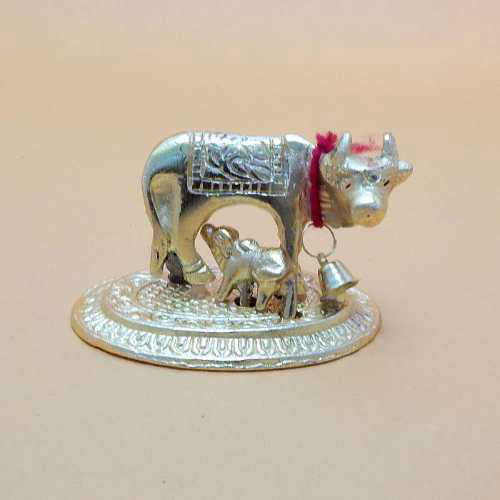 Small White Metal Cow