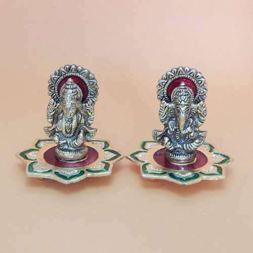 Meenakari Lord Ganesh & Lakshmi - USA Delivery Only