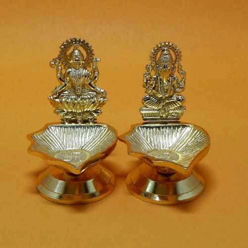 Small Ganesh & Lakshmi With Diya - USA Delivery Only