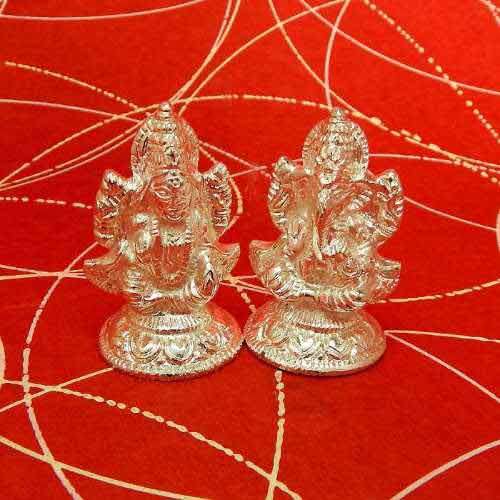White Metal Ganesh Lakshmi - Canada Delivery Only
