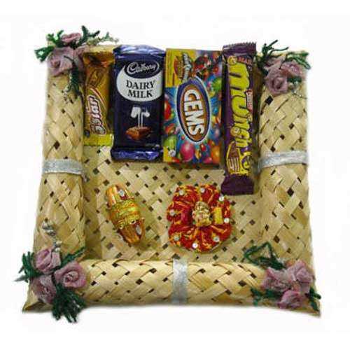 Bhai Dooj Designer Square Cane Thali