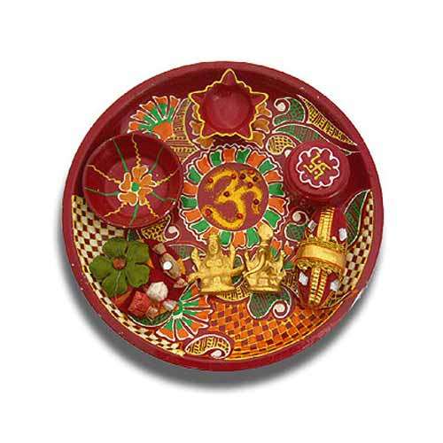 Ganesh Lakshmi OM Puja Thali 7- Singapore  Delivery only
