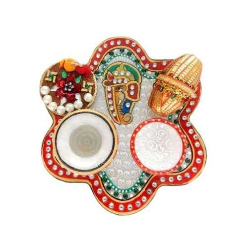 Lord Ganesha Marble Puja Thali - 2 - Singapore Delivery Only