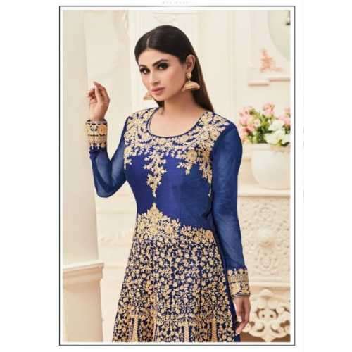 Banarasi Silk Blue Color Incredible Salwar Kameez Unstitched