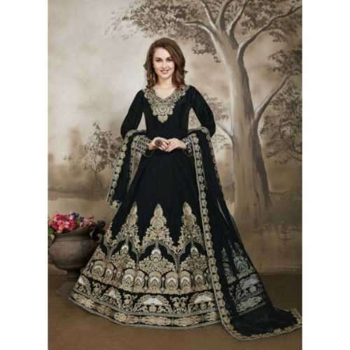 Incredible luxury Salwar Kameez in Black Color & Silk Fabric