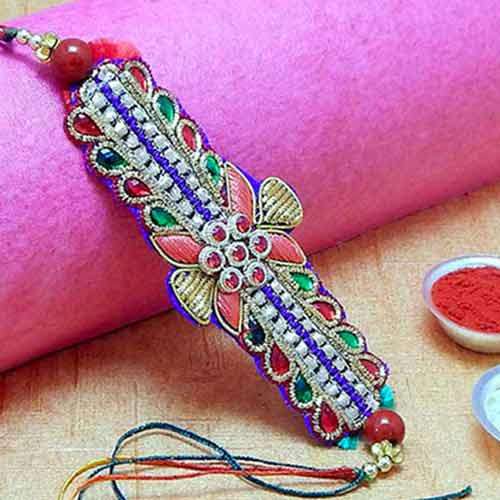 Alluring stone studded Rakhi