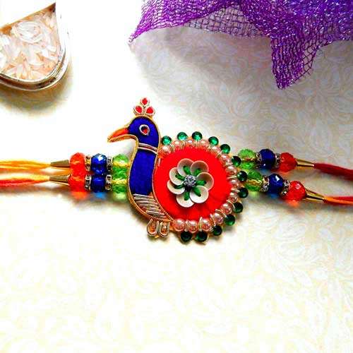 Splendid Peacock Rakhi - UK Delivery Only