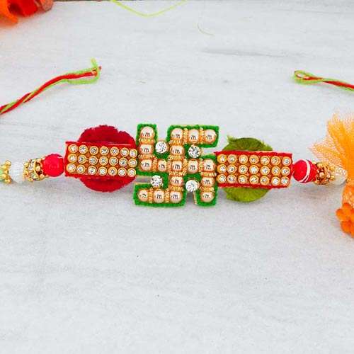 Perfect Swastik Rakhi - USA Delivery Only