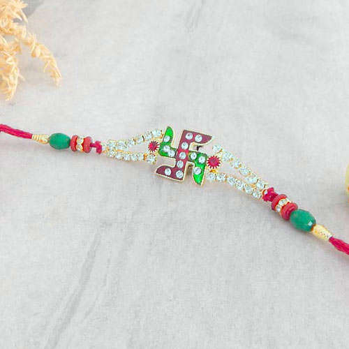Exquisite Swastika Rakhi - USA Delivery Only