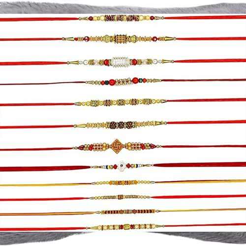 Traditional Rakhi Thread Set of 12 - CANADA Delivery Only