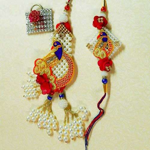 Angelic Peacock Rakhi Lumba Set