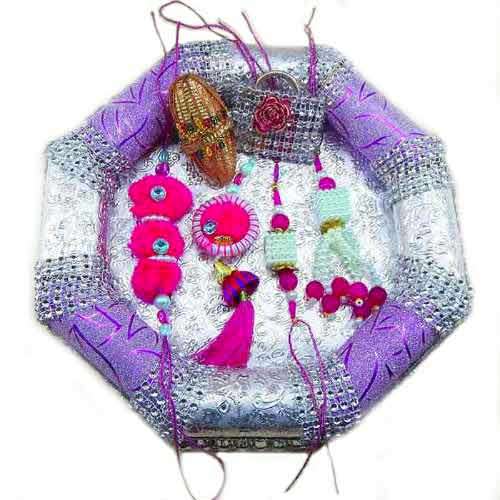 Handmade family Rakhi Tray - 14 - USA Delivery Only
