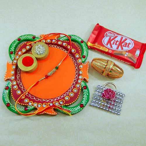 Multi Colored Rakhi Thali - Canada Delivery Only