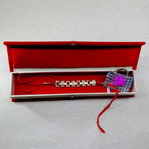 Pretty Crystal Rakhi With Rakhi Gift Box